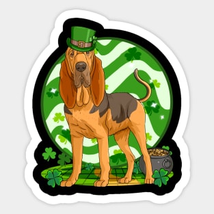 Bloodhound Dog St Patricks Day Leprechaun Sticker